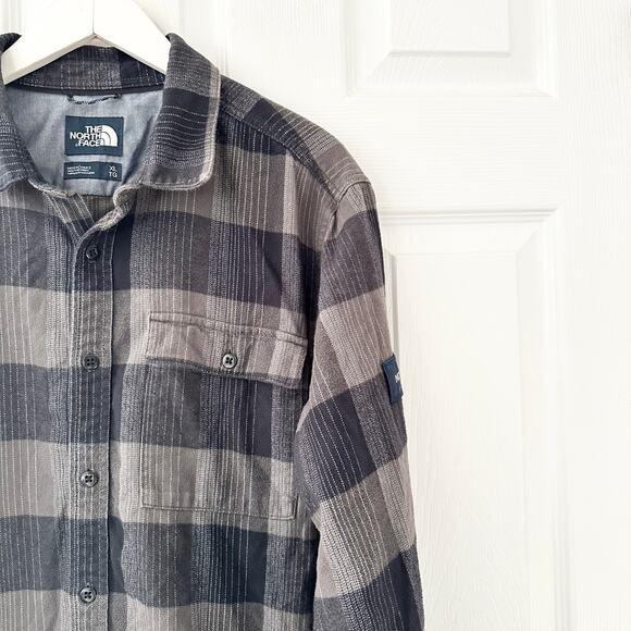 The North Face Grey Striped Stayside Chamois Long Sleeve Button Flannel Shirt XL - Picture 4 of 11